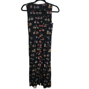 Zikger Black Novelty Bicycle Print Sleeveless Shirt Maxi Dress Size S